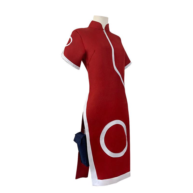 Аниме Косплей Харуно Сакура Косплей Костюм Женский Девушки Платье Ципао Наряд Чонсам Ниндзя Мультяшный Хэллоуин Карнавальный Костюм