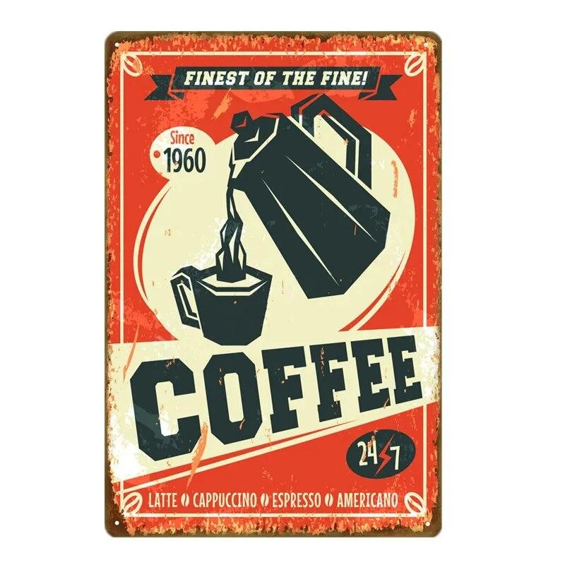 Парижское кафе, кофейня, жестяная вывеска, итальянский кофеин, винтажная металлическая доска, кухонный бар, Настенный декор, ретро постеры, железная живопись