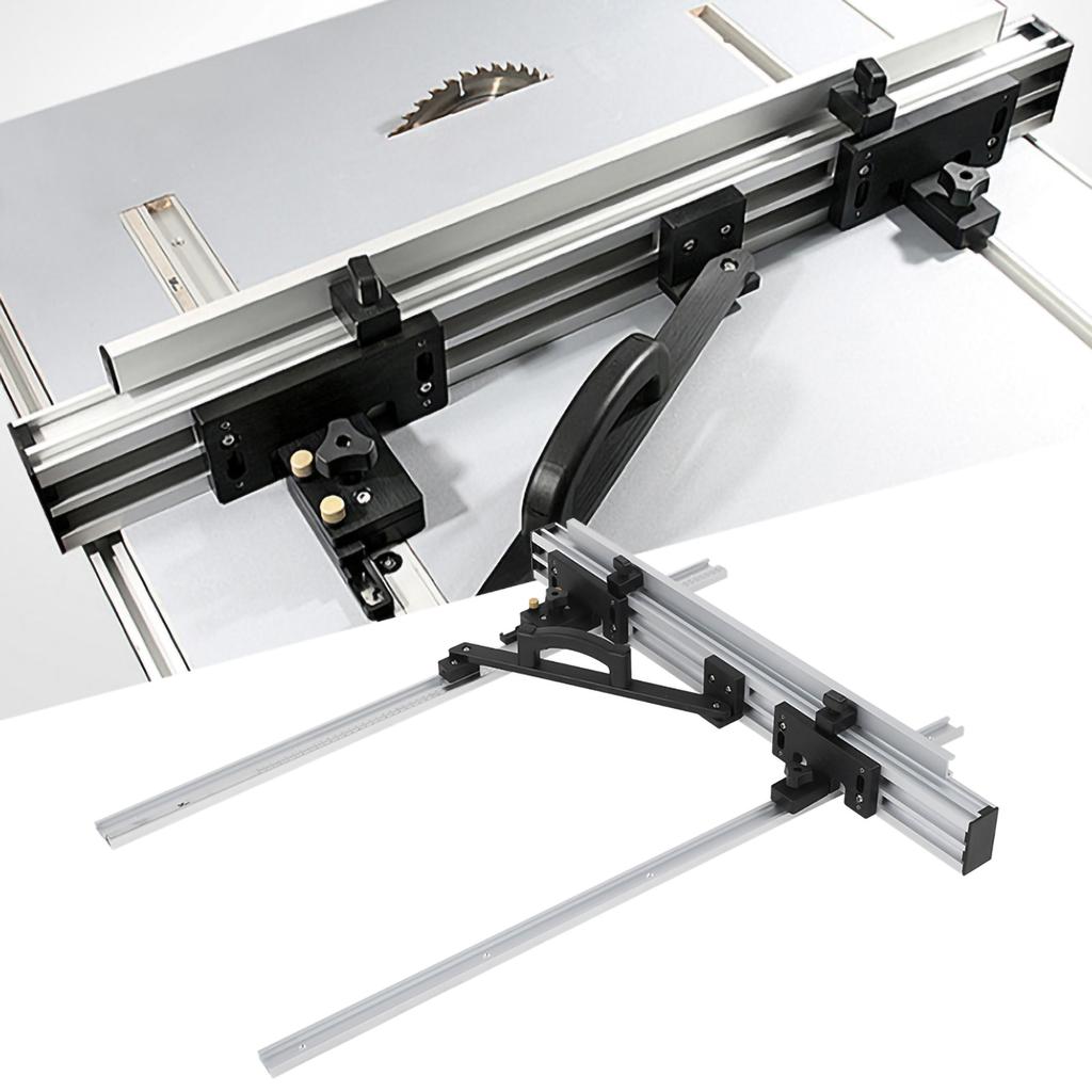Комплект направляющих для настольной пилы, черный, серебристый, алюминиевый сплав, с ручкой точной регулировки, стол 800 мм, 1000 мм, 800 мм