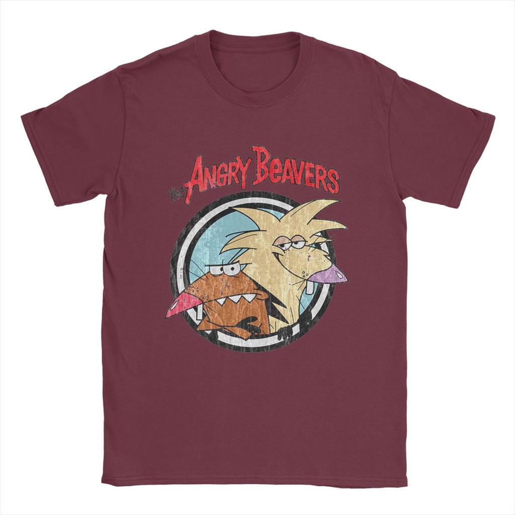 Футболка Angry Beavers для мужчин Хлопковая Новинка Футболка с круглым вырезом Футболки с коротким рукавом Одежда Лето