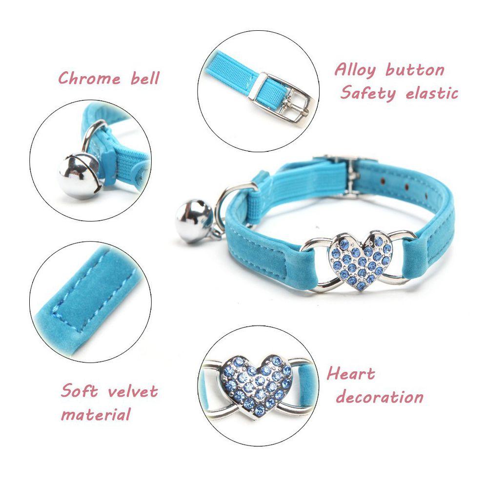 Puppy Cat Kitty Elastic Velvet Pet Necklacce Bell Heart Shape Dog Collar