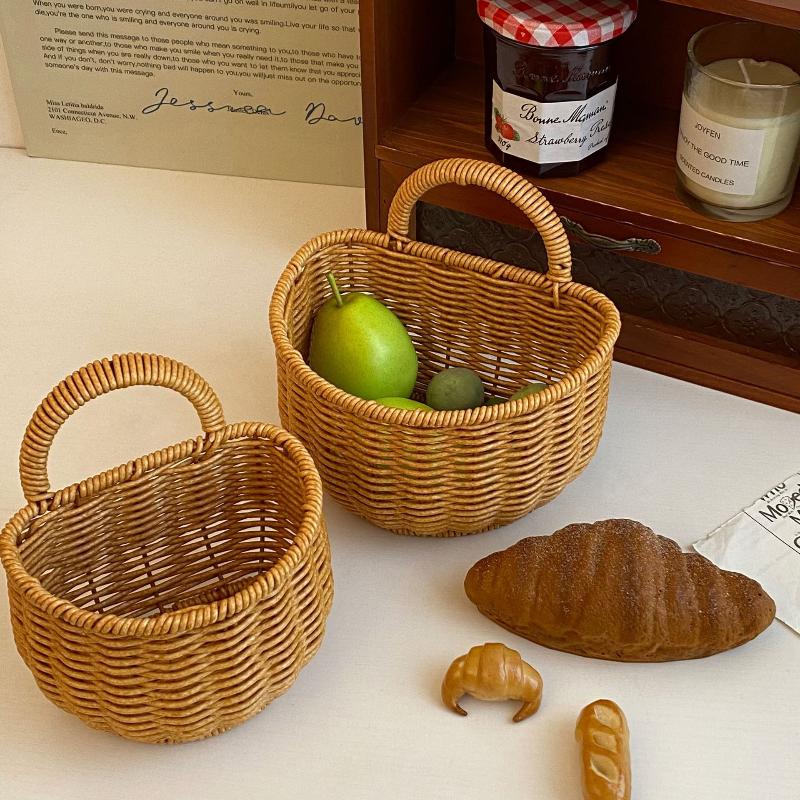 Boho Chic Wall Hanging Basket Handcrafted for Kitchen Storage and Ginger Holder