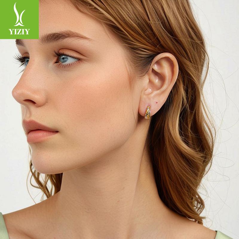 Серьги-пусеты плетеные скрученные женские простые и универсальные двухцветные с гальваническим покрытием из стерлингового серебра S925 пробы