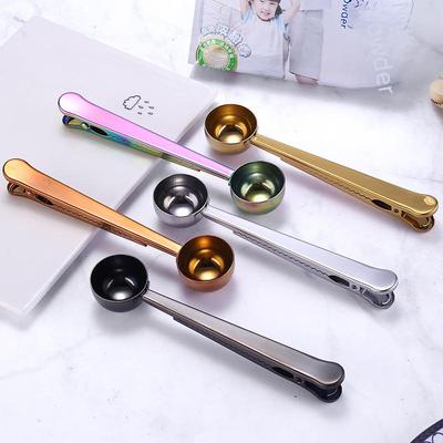 Мерная ложка для кофе и зажим для пакета из нержавеющей стали 430 2 в 1