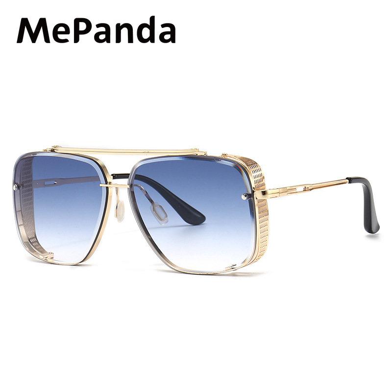 MePanda унисекс, квадратные металлические двойные лучи, модные солнцезащитные очки в стиле ретро, UV400