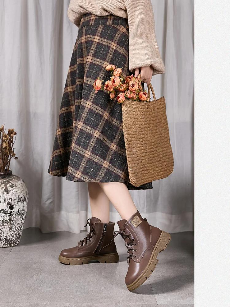 Johnature Женские ботинки из натуральной кожи, хлопковая обувь, коровья кожа, плюшевые теплые, с круглым носком, на толстой подошве, короткие ботинки