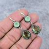 Tsavorite, Chalcedony Gemstone Handmade 925 Sterling Silver Earring 2.56" M-342