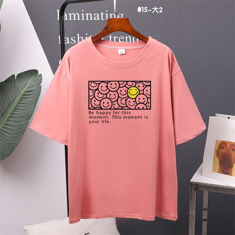 Футболка Harajuku с улыбающейся графикой, летние женские футболки больших размеров с короткими рукавами, женские топы