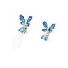 Court retro style dripping oil blue butterfly earrings magnolia flower earrings gold and silver two-color earless earrings clip earrings women