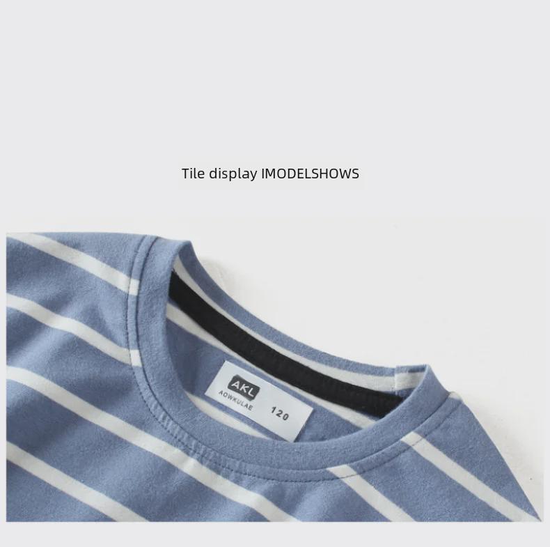 Летние детские свободные полосатые футболки с коротким рукавом