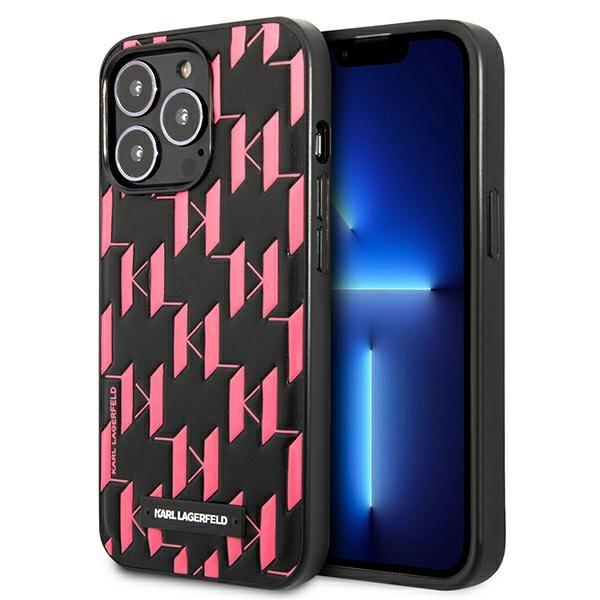 Etui do iPhone 13 Pro Karl Lagerfeld Monogram Plaque Różowe