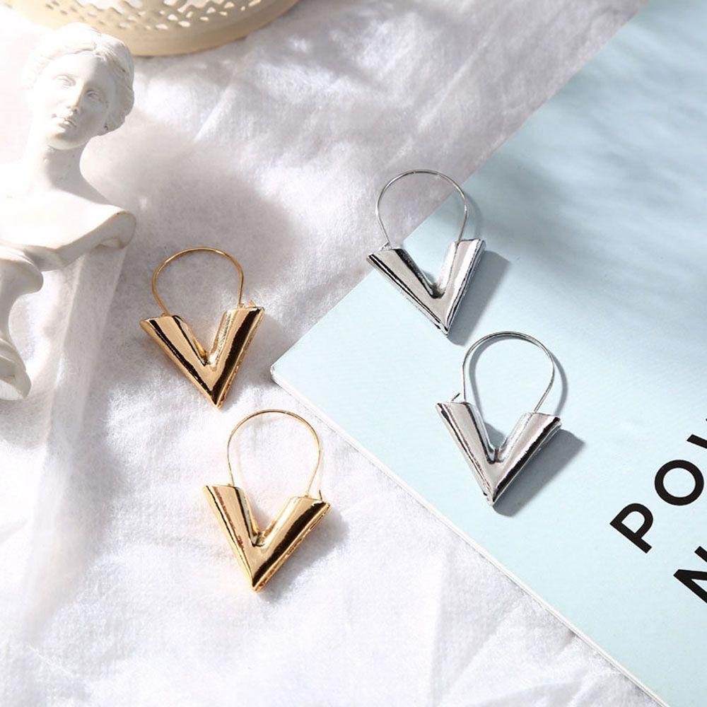 Metal Texture Gift For Women Gold Silver Color Jewelry Dangle Earring Hoop Earrings Drop Earrings
