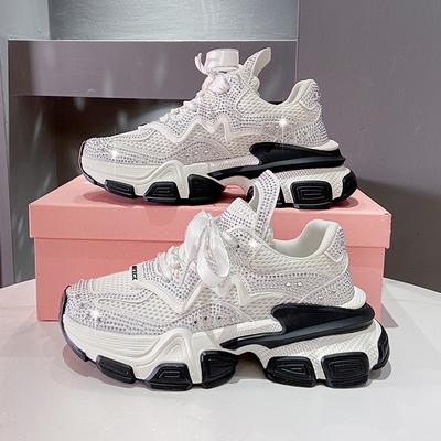 Модные кроссовки высшего качества женские кеды для скейтбординга новые женские лоферы со стразами на платформе блестящие женские повседневные туфли с кристаллами Париж