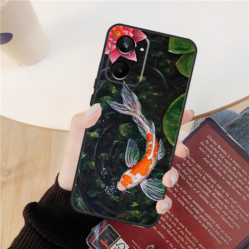 Чехол с карпами кои для Realme C55 C75 C67 C61 C53 C51 C21Y C25S 10 11 12 13 14 Pro Plus GT 6T 6 5 GT7 Pro