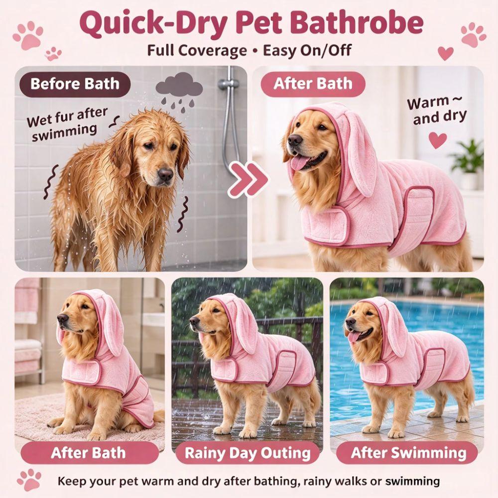 Coral fleece Pet Bathrobe Quick Drying Pet Robe Comfortable Dog Drying Coat Cat