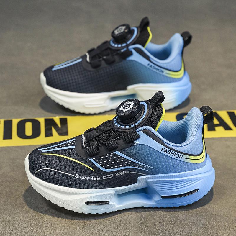 Легкие детские кроссовки с вращающейся застежкой - Нескользящие, удобные, дышащие кроссовки для улицы для мальчиков и девочек