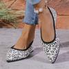 Spring and Autumn Footwear Plus Size Round Head Shallow Shoes Women's Shoes Leopard Print Flat-bottomed Pointed Comfortable and Casual.