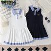 Платье для девочек Летнее платье Корейское платье принцессы Платье в стиле колледжа Детское платье-жилет с воротником поло