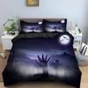 Halloween Horror Pumpkin King Queen Duvet Cover Night Witch Bedding Set Bat Moon Quilt Cover 2/3Pcs Polyester Comforter Cover