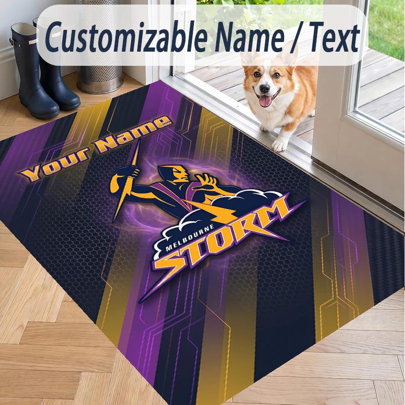 Custom Text Printed Rug Melbourne Storm Non Slip Floor Carpet For Home Room Decor