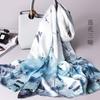 100% Pure Silk Scarf Women Lightweight Floral Print Wrap Shawl Sun Protection All Season Elegant Gift