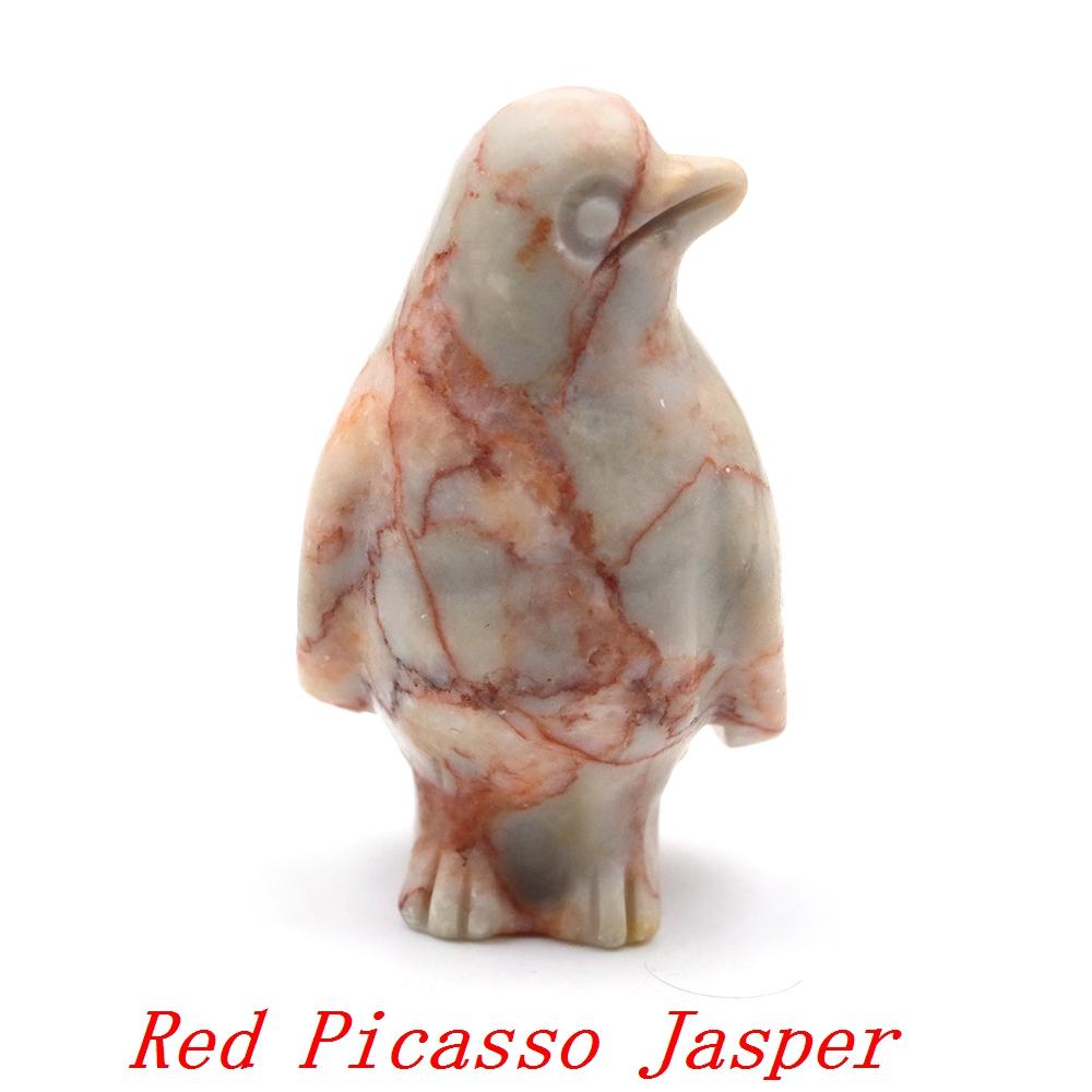 Cute Penguin Statue Natural Amethyst Rose Quartz Healing Crystals Stones Carving Reiki Animal Figurines Crafts Room Decoration