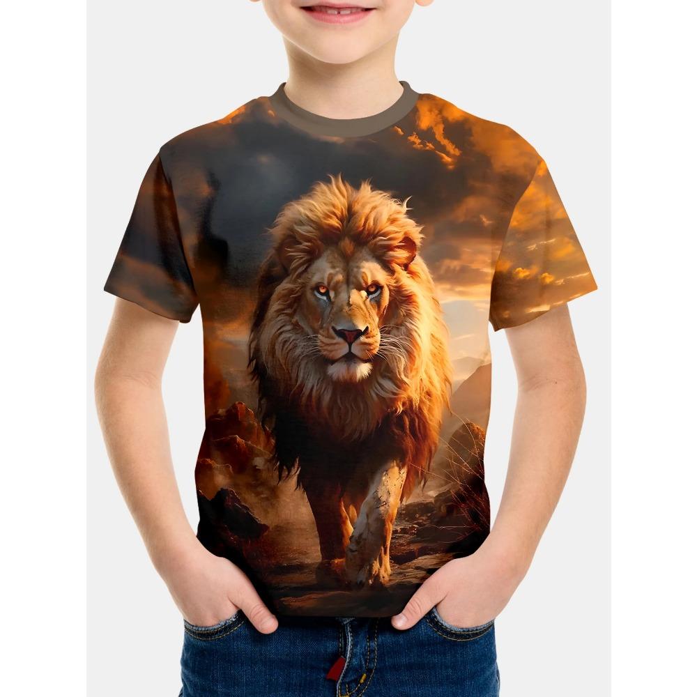 Boys' clothing 3D high-definition printed animal T-shirt street style summer comfortable casual round neck short sleeved children's T-shirt