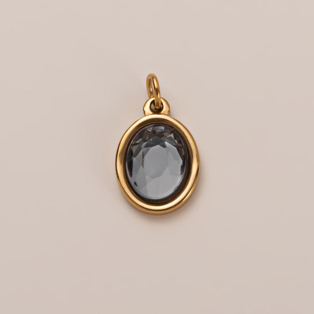 Stainless Steel Diy Basic Live Mouth Chain 12 Birthstone Pendant Necklace Furnace Vacuum Plating 18K Gold Color Retention