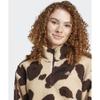 Adidas Animal Print Fleece Cropped Half Zip Top   Beige Brown Ix3719