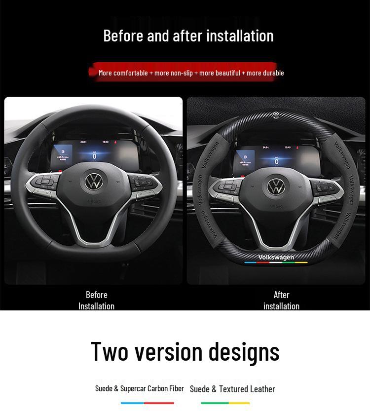 Чехол на руль Volkswagen Golf (2010-2023): Замшевая R-Line из углеродного волокна для моделей 6/7/8 Pro