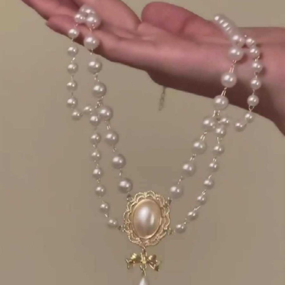 Palace Style Baroque Pearl Choker Necklace Double Layer Bridal Jewelry Accessories Gift S