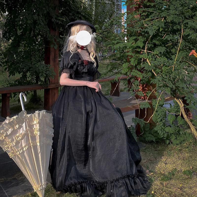 Вечернее черное платье, винтажное нежное платье принцессы