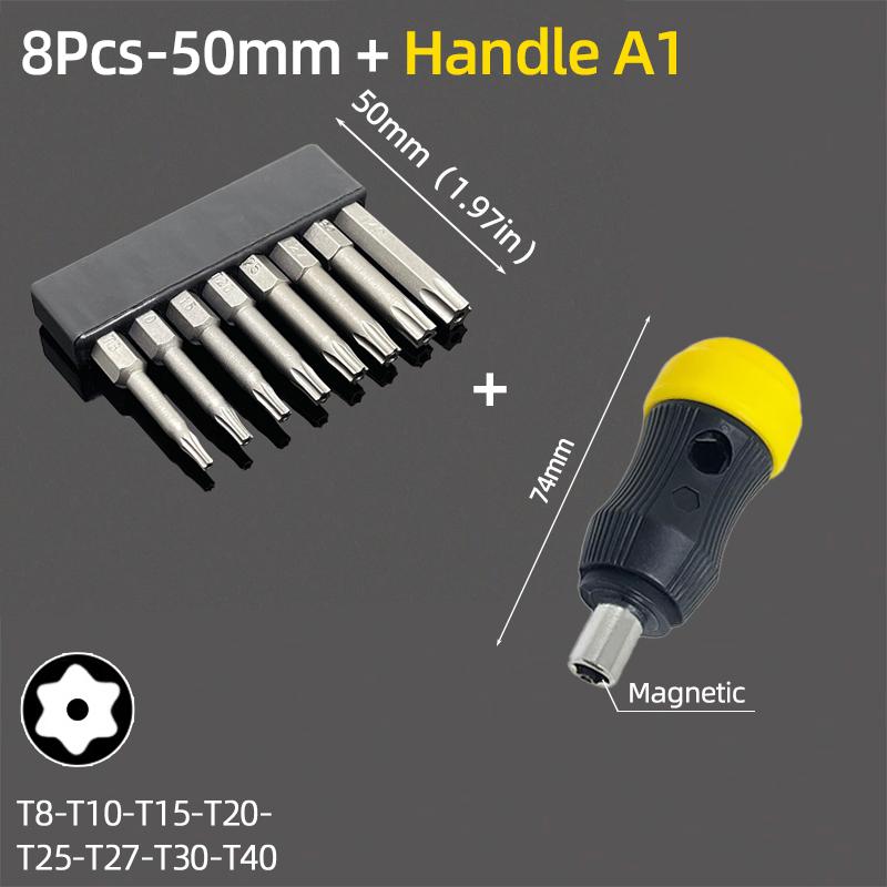 Набор бит для магнитной отвертки 50 мм, сверла с защитой от несанкционированного доступа, шестигранный хвостовик 1/4 дюйма, отвертка T5-T40, гаечный ключ-трещотка, ручной инструмент