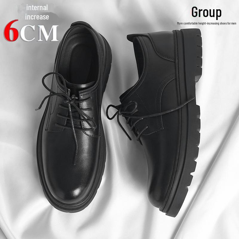 Мужские туфли 2024 года из черной кожи, увеличивающие рост, 10 см, формальные и повседневные, дышащий зимний дизайн
