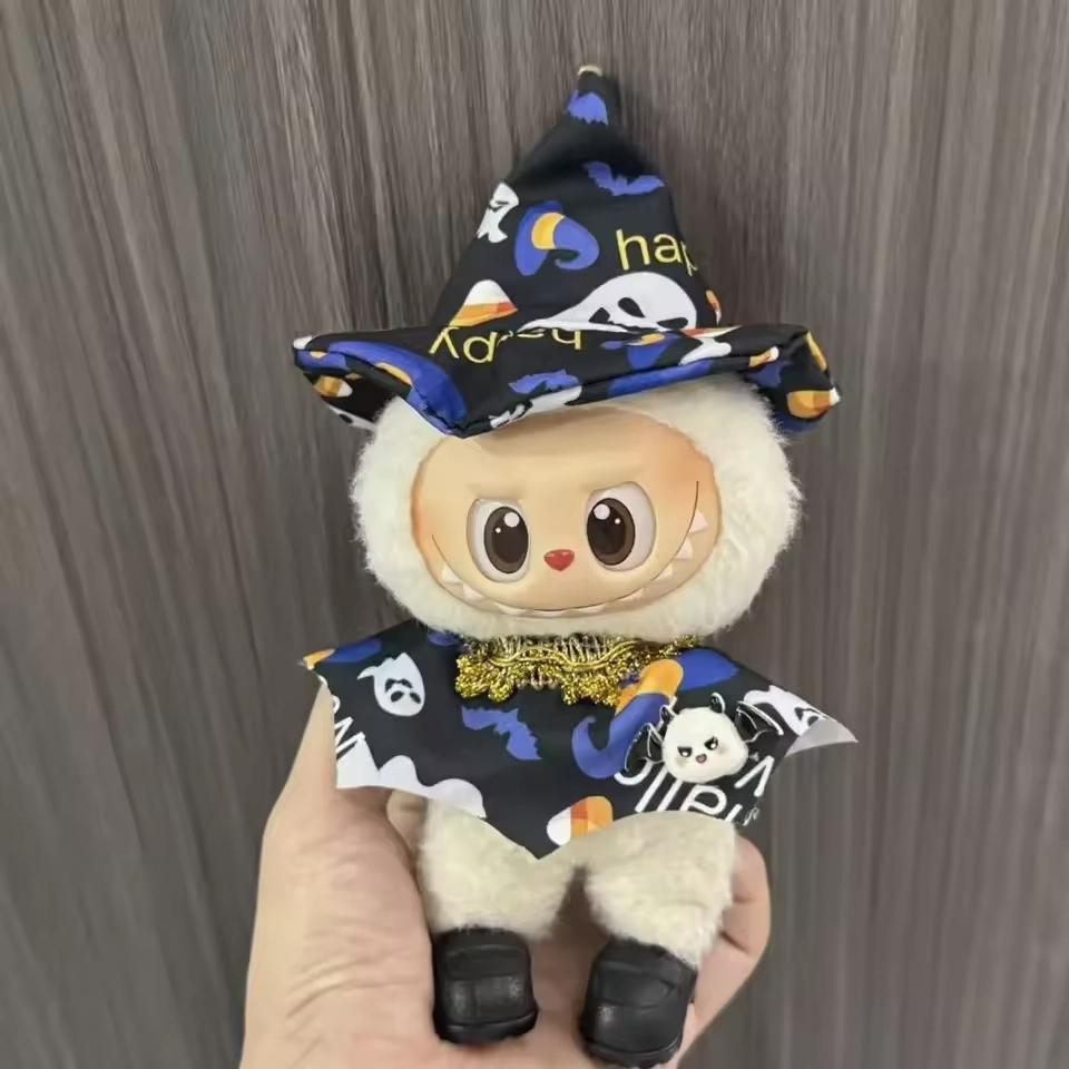 Милая одежда только для кук Labubu на Хэллоуин, костюм волшебницы, Поза 17 см, Виниловая кукла, Сменные аксессуары для кукол, игрушка, Подарок
