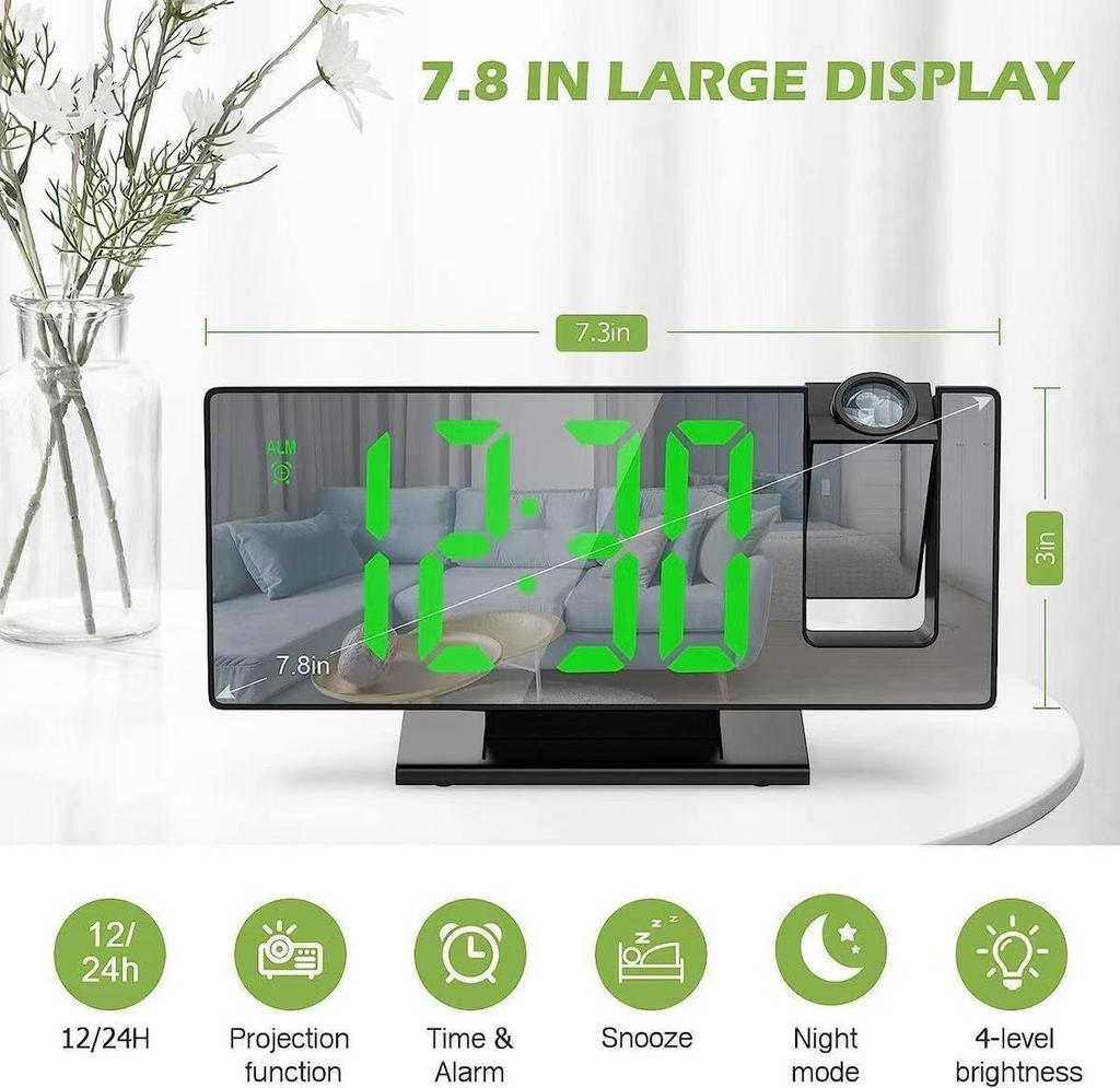 Бесшумный будильник с функцией повтора сигнала, большим дисплеем, умным цифровым светящимся экраном и многофункциональными возможностями