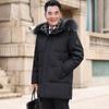 Middle-aged and Elderly Men's Down Jacket Mid-length Winter New Style Casual Fur Collar Warm Coat
