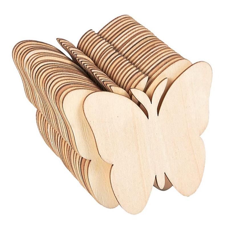 10pcs Wooden Butterfly Blank Wood Slices Kids Painting Crafts Wedding Easter Home Decorations Butterfly Birthday Party DIY Gift