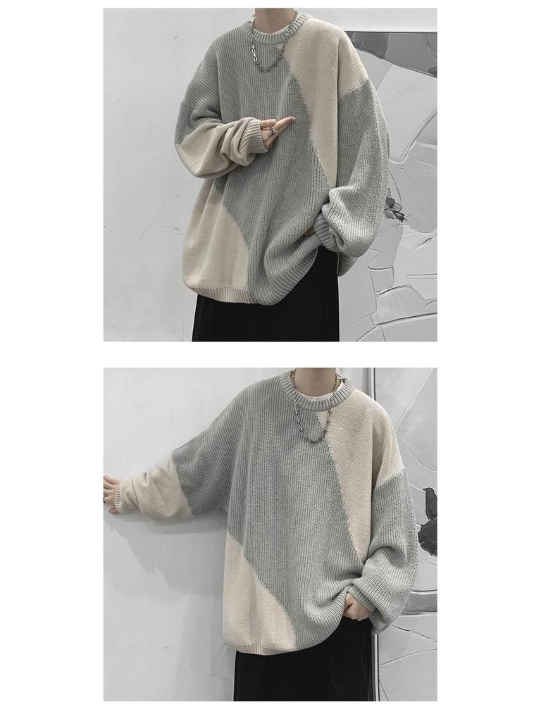 Мужской зимний свитер с круглым вырезом — модный американский бренд, уникальный дизайн с контрастными цветами