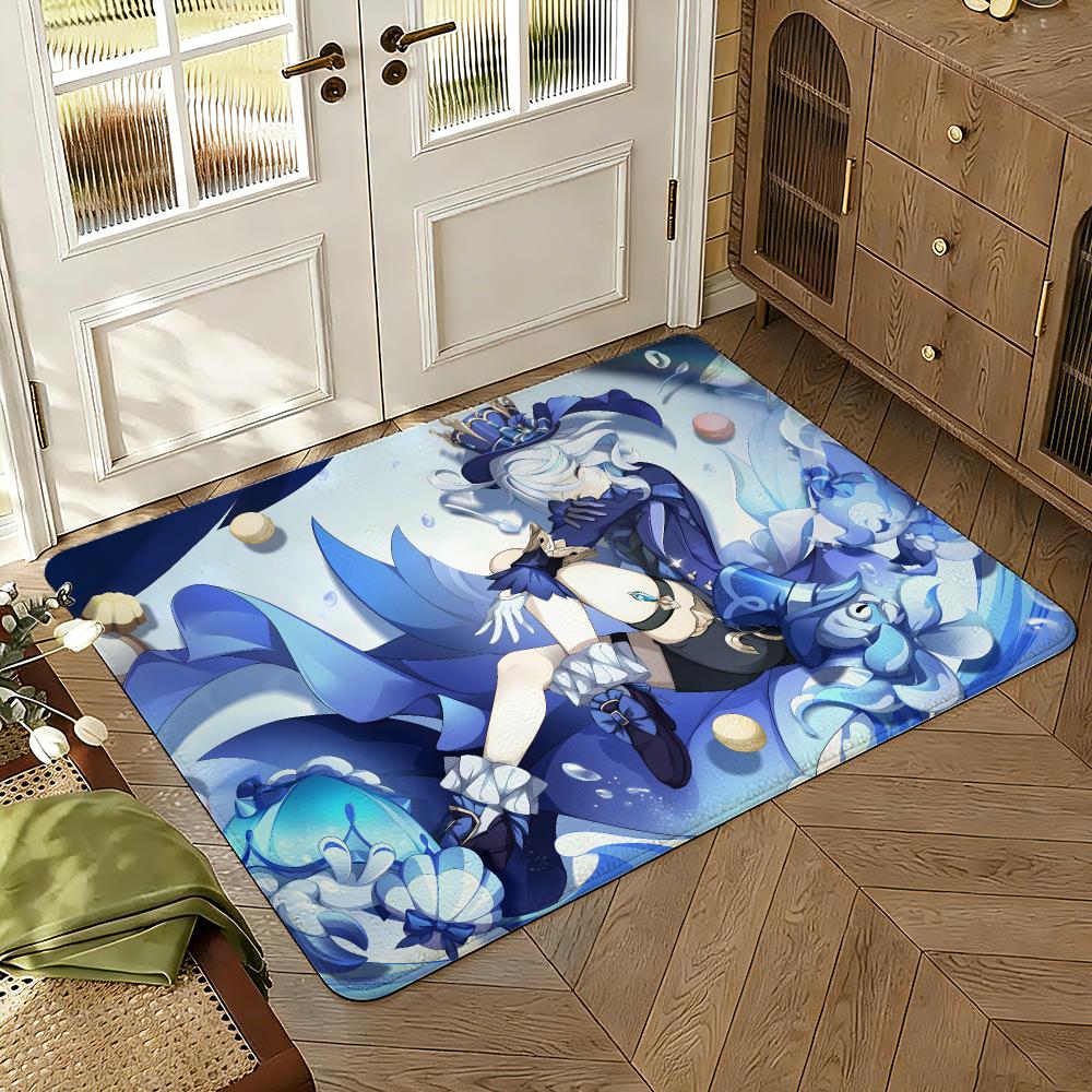 Game Genshin Furina Floor Mat Soft Thickened Absorbent Non-Slip Bedroom Living Room Door Mat Home Decor Flannel Rugs