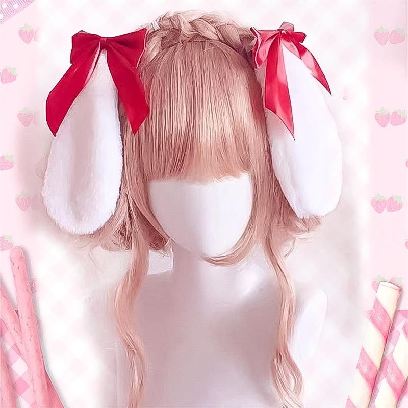 2 шт., кроличьи уши, пушистый мультяшный косплей, бант, сценический реквизит для фотосессии, милый реквизит