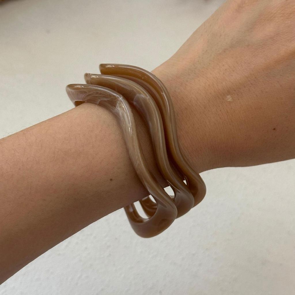 Панк Коричневый Кофе Смола Акриловые Браслеты Хип-Хоп Неправильные K-pop Геометрические Широкие Браслеты Для Женщин Браслет Пульсеры Ювелирные Изделия