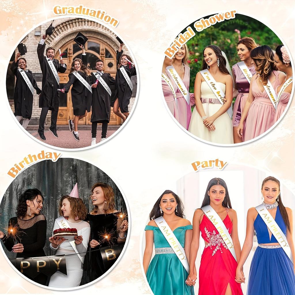 DIY Blank Satin Sash Belts Shoulder Straps with Multi-Color Options for Graduation, Parties & Events