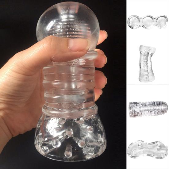 Transparent Soft Silicone Masturbator Aircraft Cup Men Penis Trainer Sex Toy