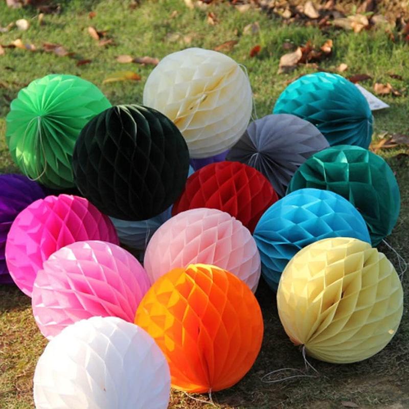 10 шт. красочных сотовых бумажных цветов, маленьких фонариков, рождественских праздников, вечеринок, вечеринок, цветочных шаров, декоративных принадлежностей для двора