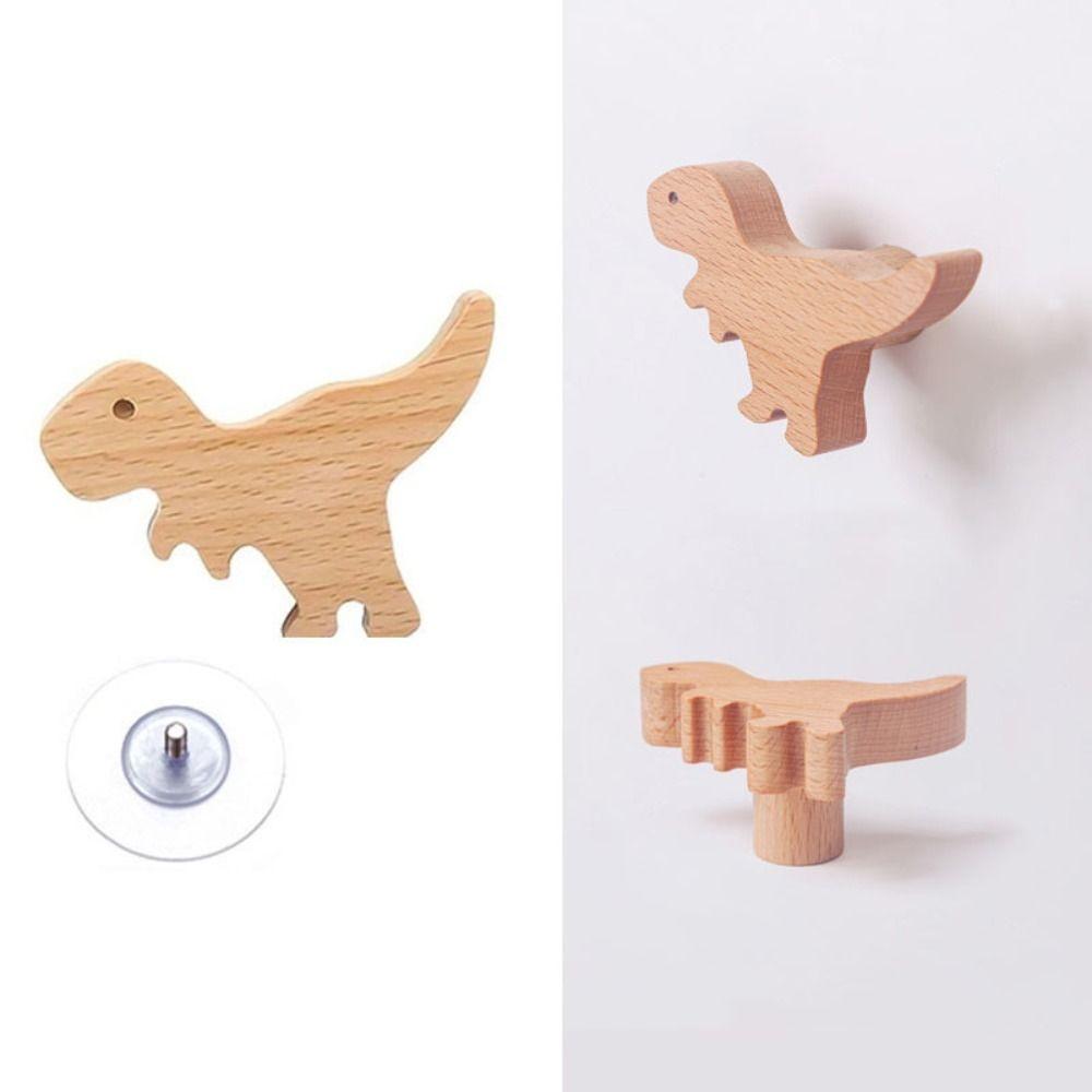Милые крючки Деревянные дверные ручки Динозавр Шкафы Ящики Ручки Спальня