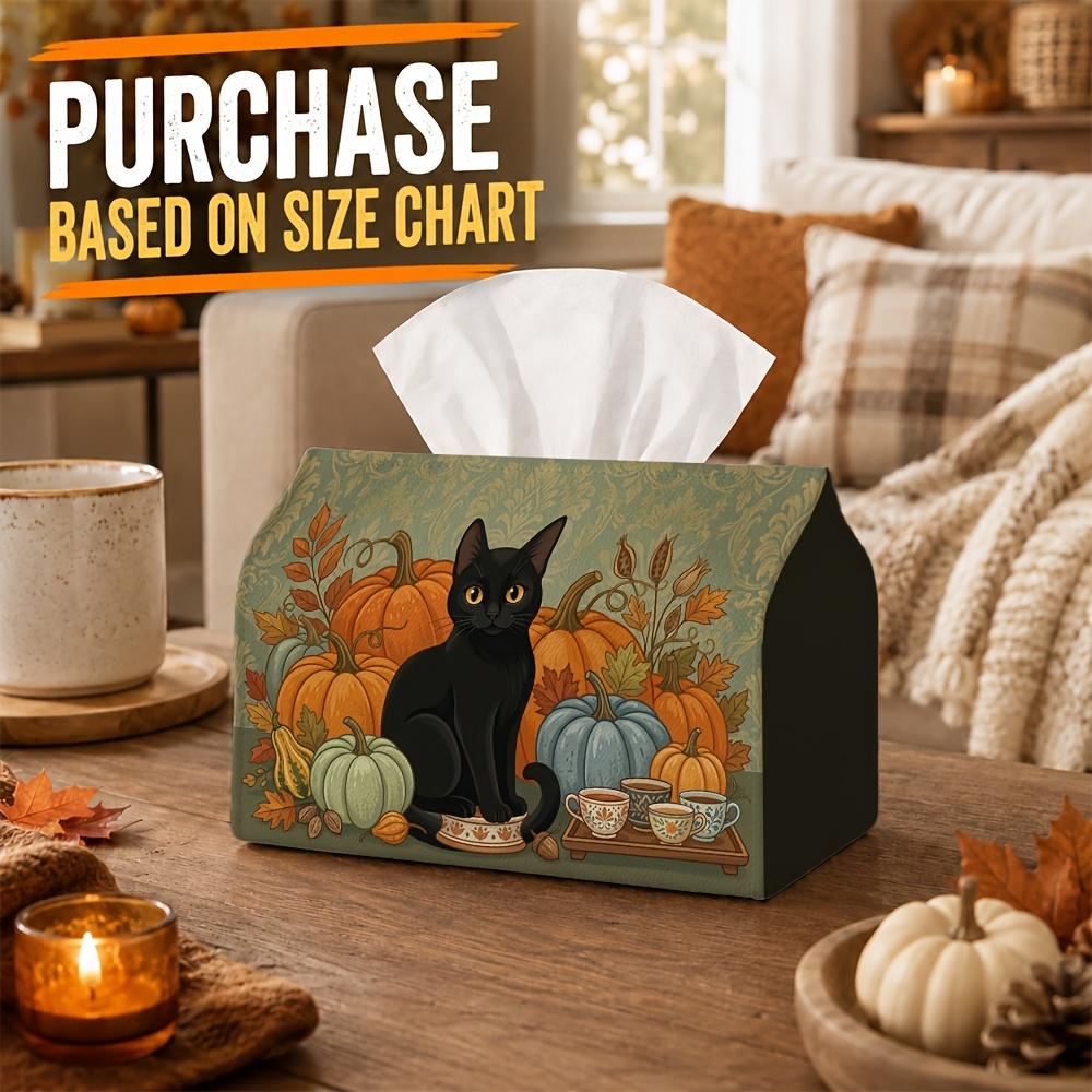 1pc Vintage Farmhouse Tissue Box - Cat Pumpkin Teacup Napkin Storage Box, Suitable for Rolls/facial Tissues/single Sheets,Two Sizes Available for Hall