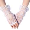 Дышащие свадебные перчатки без пальцев с кружевным цветочным узором для свадебной церемонии, формального мероприятия, аксессуар для рук для невесты