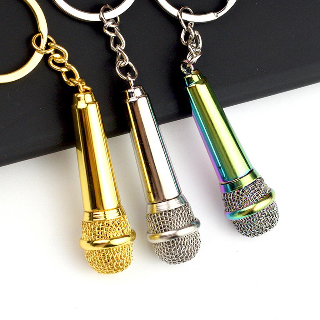 Microphone Pendant Keychain Simulation Mic Shaped Keyring Fashionable Bag Charm Stylish Accessory for Music Lovers