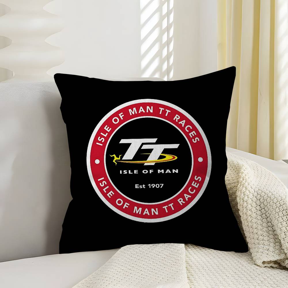 Motorcycle I-Isle Of Man Tt Cushion Cover Inches Farmhouse Decor Home Throw Pillow Covers For Couch Decorations
